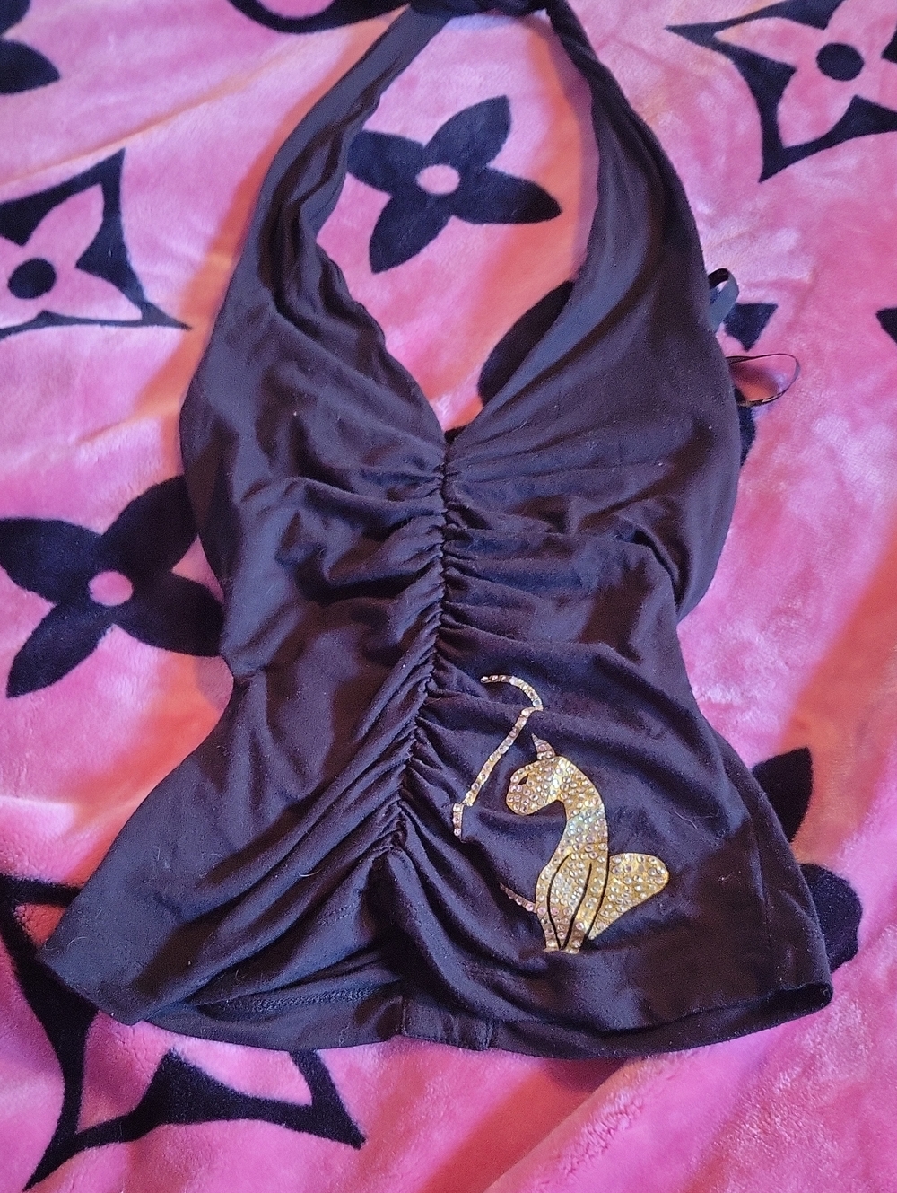 Baby Phat Rhinestone Vintage Halter Top